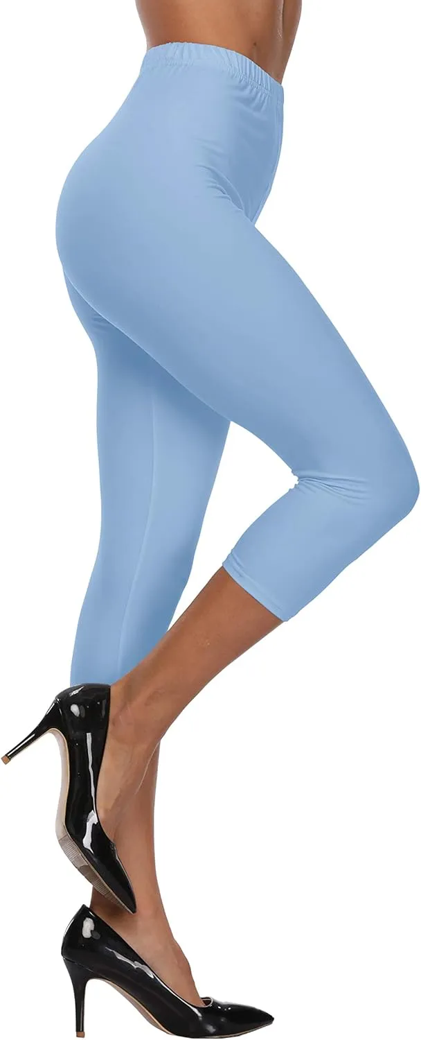 LIGHTBACK Women's Capri Leggings High Waisted Cropped Yoga Pants Workout Capri Stretchy Gym Tights
