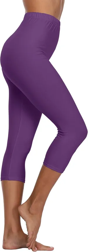 LIGHTBACK Women's Capri Leggings High Waisted Cropped Yoga Pants Workout Capri Stretchy Gym Tights
