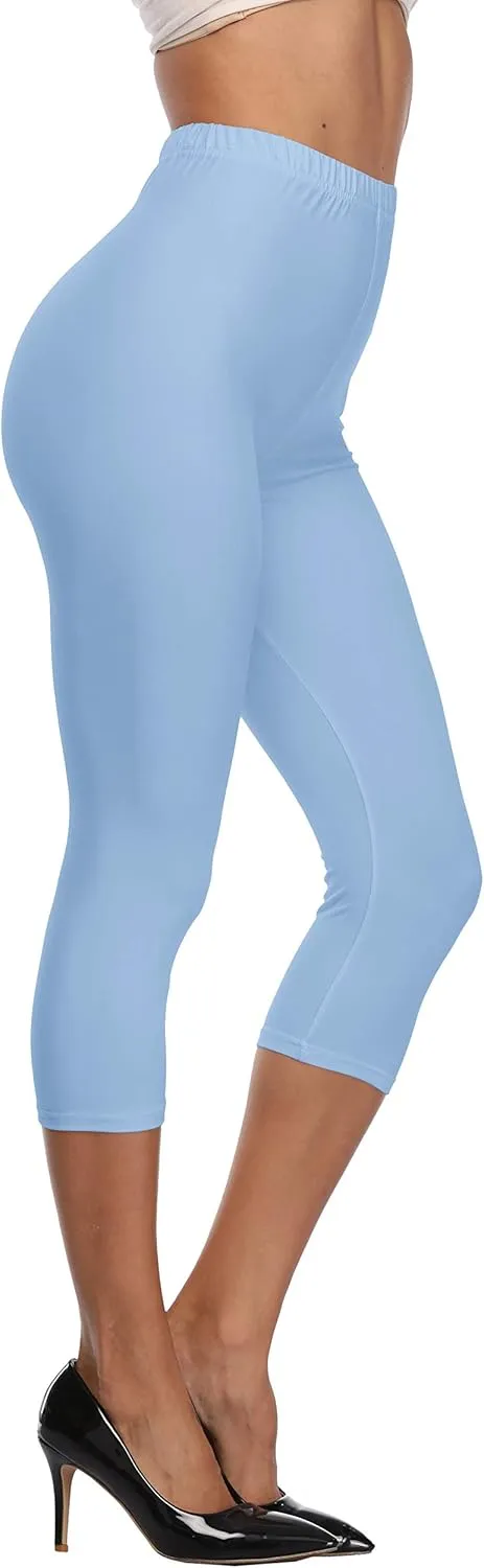 LIGHTBACK Women's Capri Leggings High Waisted Cropped Yoga Pants Workout Capri Stretchy Gym Tights