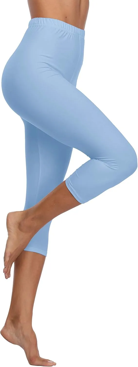 LIGHTBACK Women's Capri Leggings High Waisted Cropped Yoga Pants Workout Capri Stretchy Gym Tights