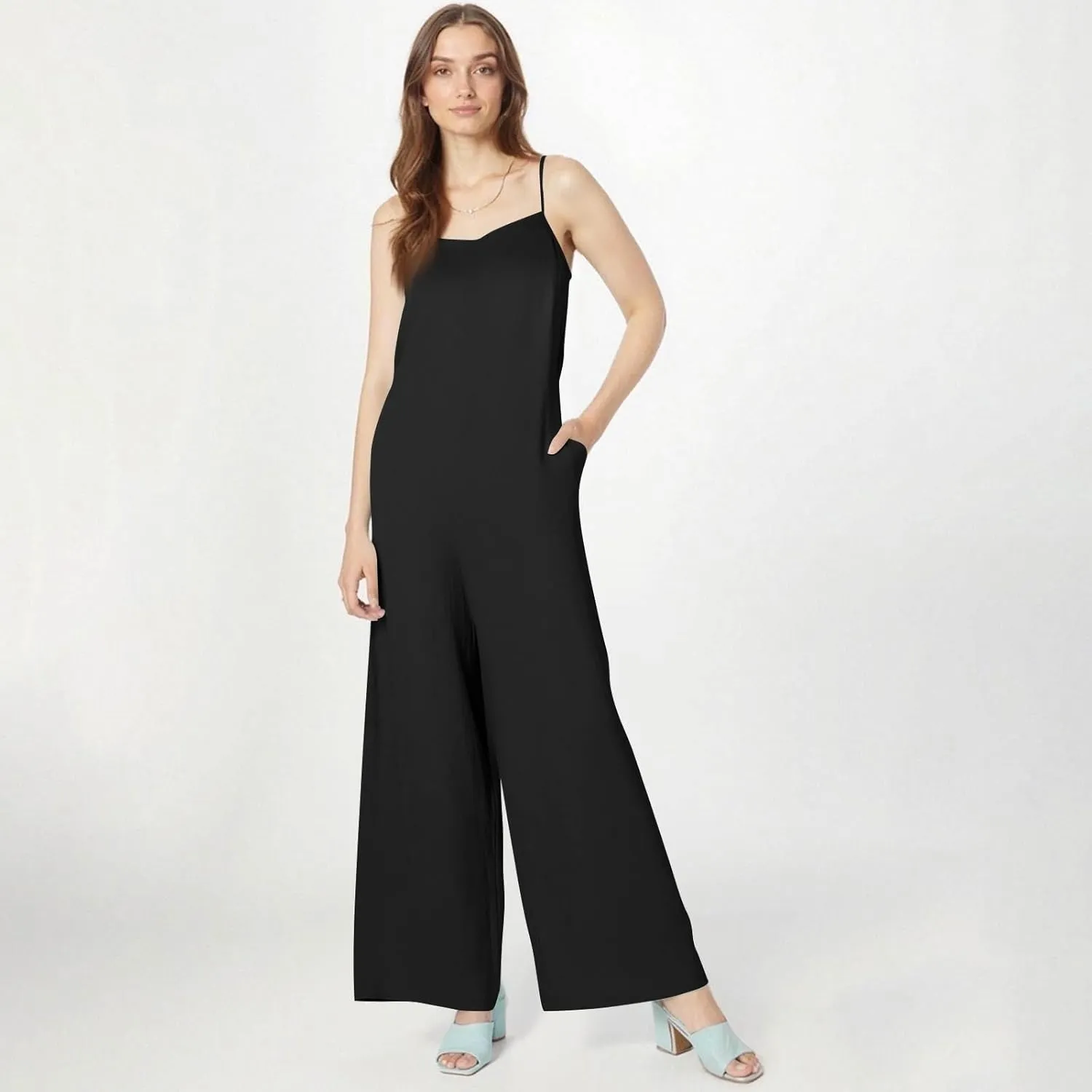 Linen Jumpsuits for Women Casual Comfy Loose Summer Boho Sleeveless Wide Leg Overalls One Piece Outfits with Pockets