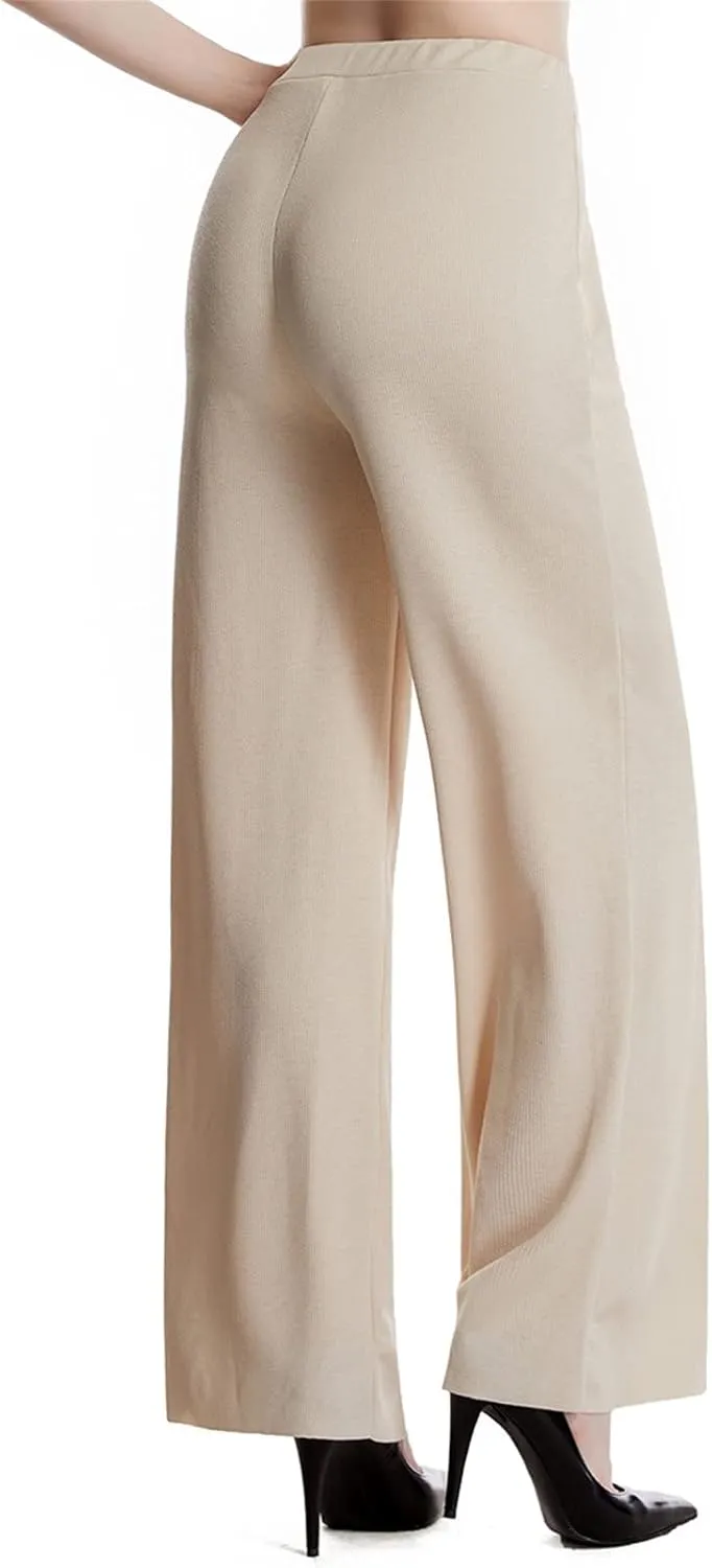 Maiyifu-GJ Wide Leg Yoga Pants for Women Elastic High Waist Casual Lounge Pants Drawstring Loose Comfy Stretch Flowy Trousers