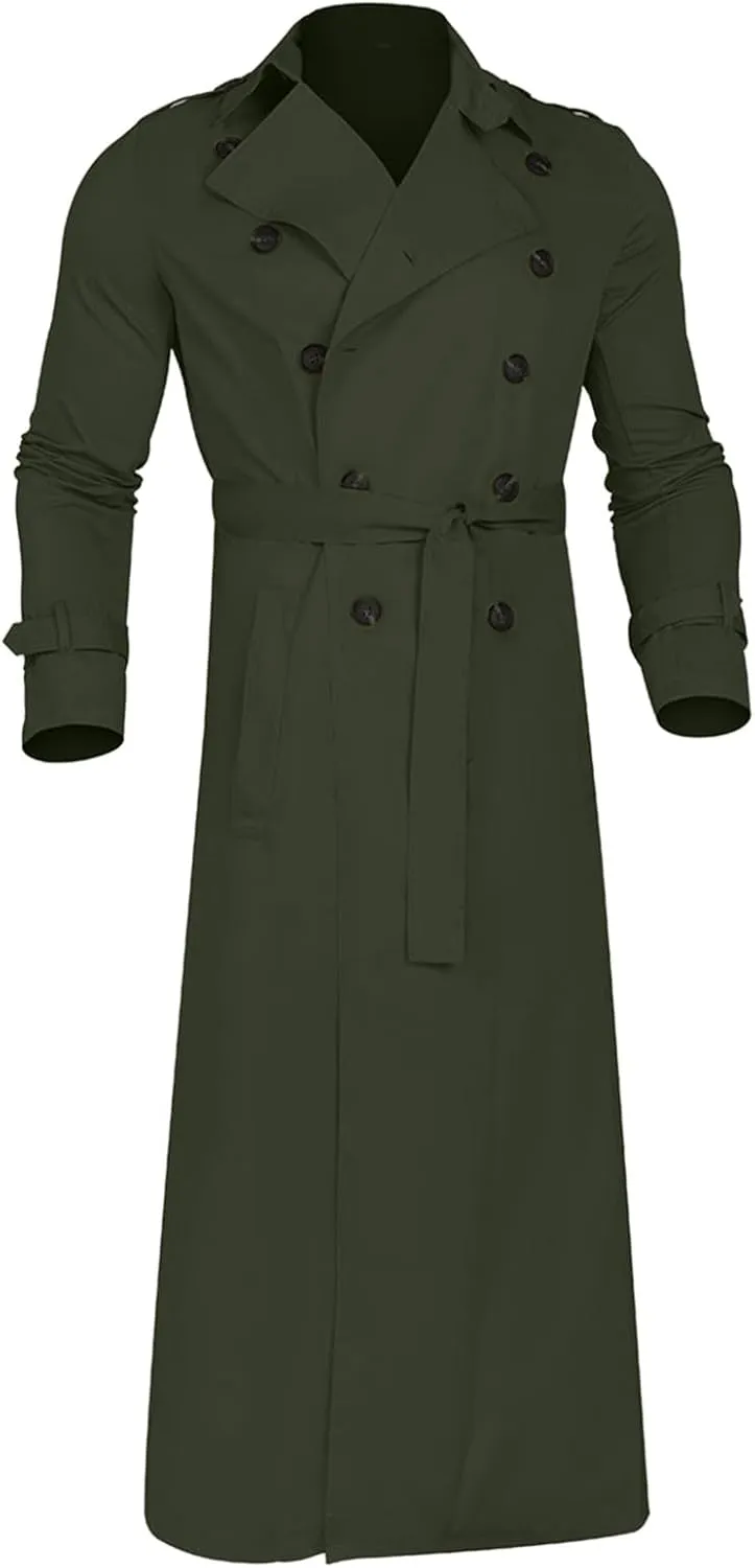 Man's Double Breasted Trench Coat Oversized Lightweight Casual Simple Windbreaker Classic Lapel Long Jacket Overcoat