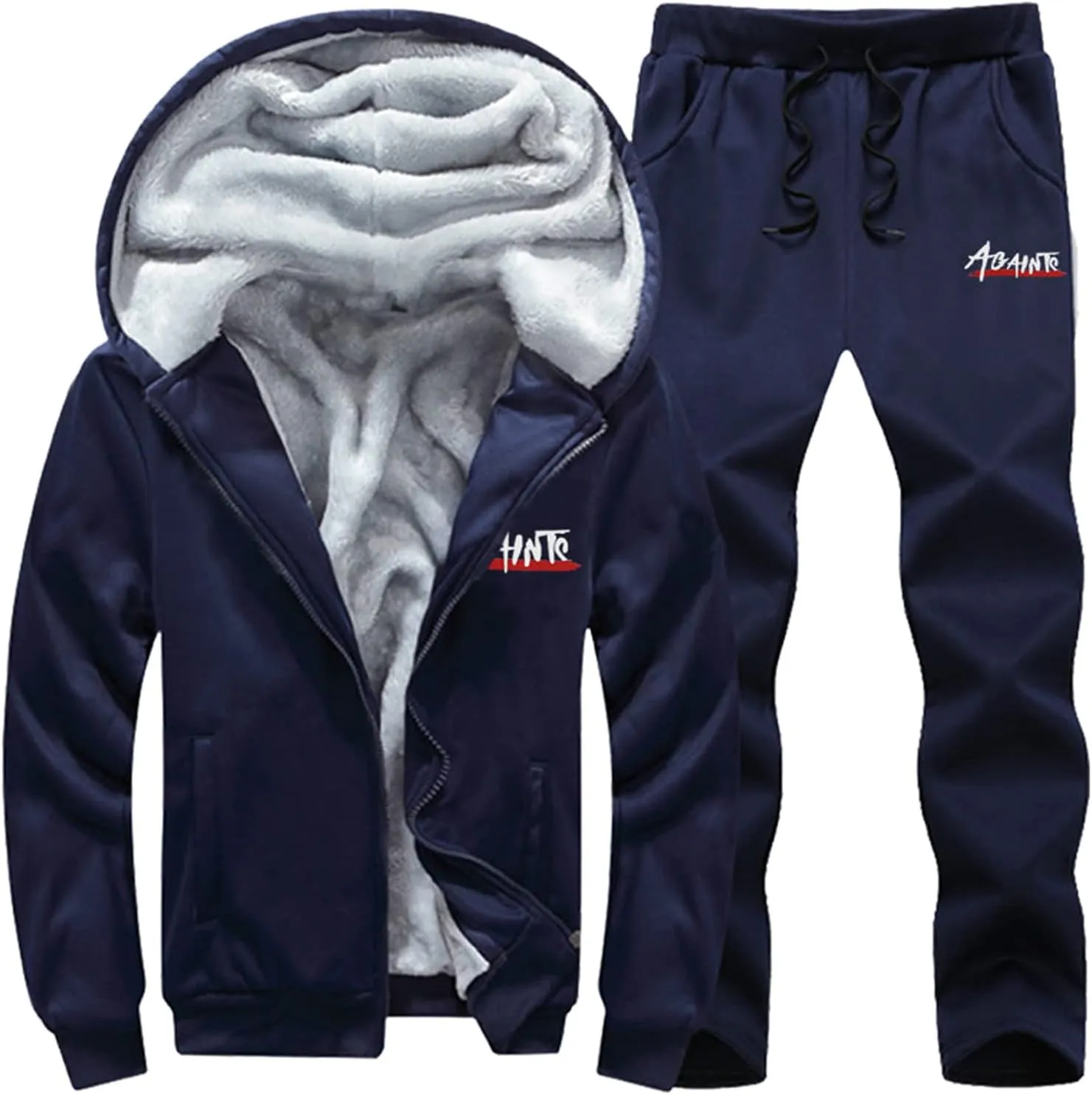 Men Full Zip Fleece Tracksuits 2 Piece Hoodie Sweatsuits Set Casual Fall Winter Warm Suits Fashion Sport Athletic Outfits