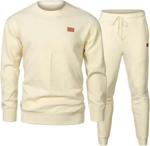 Men's 2 Piece Sweatsuits Outfits Casual Crewneck Sweatshirt Joggers Sweatpants Long Sleeve Tracksuit Sets