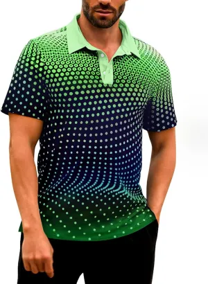 Men's Athletic Polo Shirts Short Sleeve Polka Dot Golf Shirts Fashion Casual Work Sports Gym Tennis Tactical Shirts