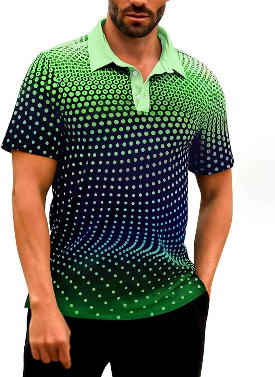 Men's Athletic Polo Shirts Short Sleeve Polka Dot Golf Shirts Fashion Casual Work Sports Gym Tennis Tactical Shirts
