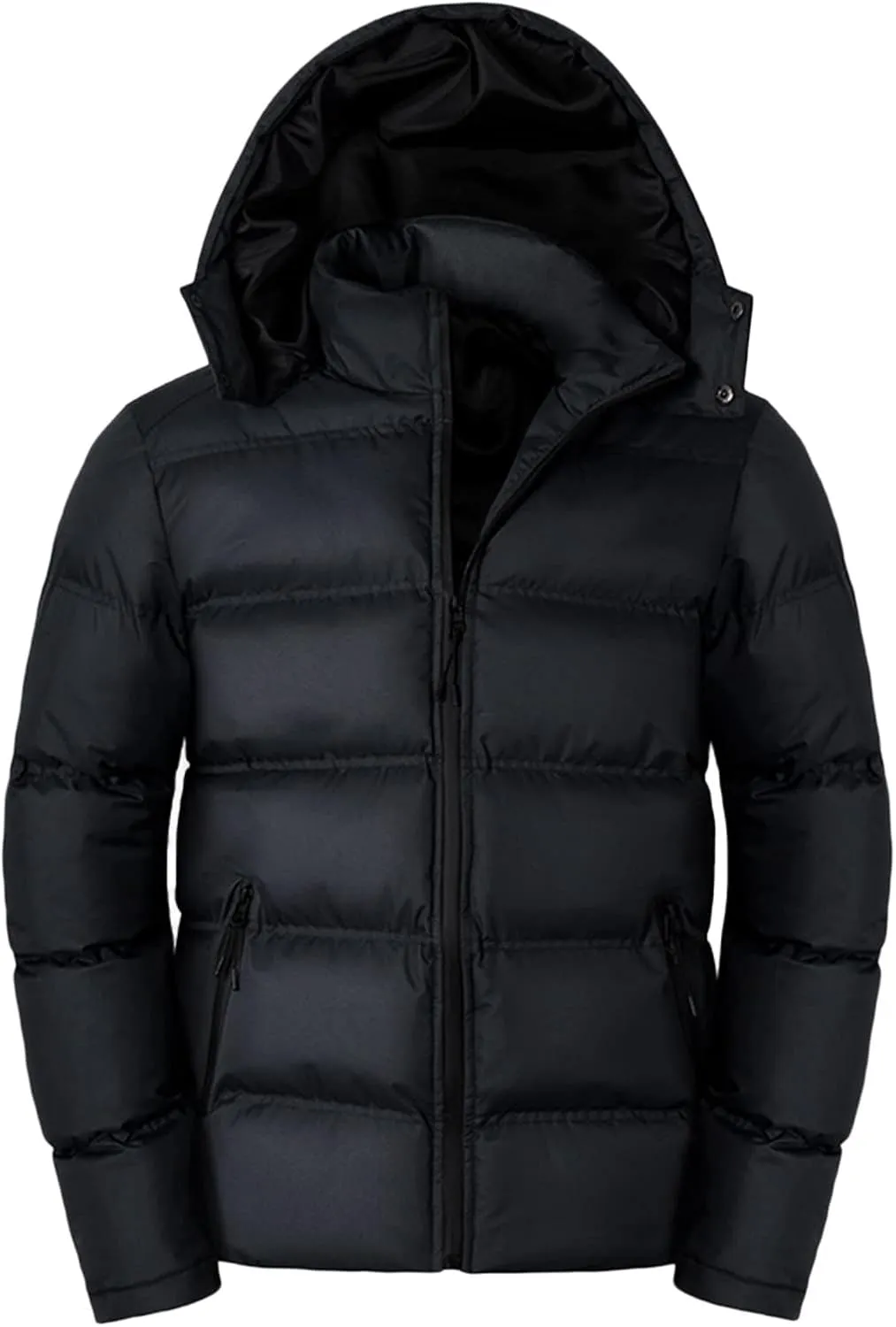 Men's Bread Cloth Winter Hooded Full-Zipper Solid Color Padded Plus Size Cotton Coat Jacket plus Size down Coats