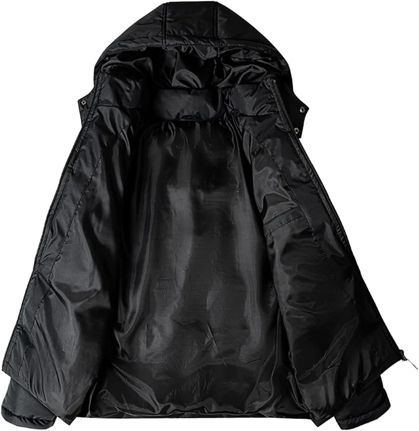 Men's Bread Cloth Winter Hooded Full-Zipper Solid Color Padded Plus Size Cotton Coat Jacket plus Size down Coats
