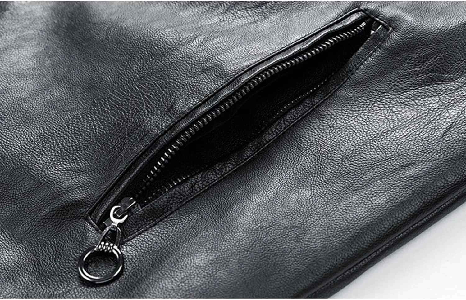 Men's Faux Leather Jacket Vintage Lapel Zipper Striped Pocketed Thermal Winter Fashion Casual Silm Fit Biker Jacket