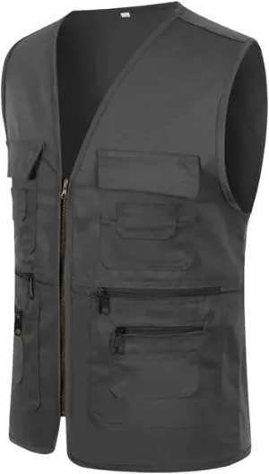 Men's Fishing Vest with Pockets Utility Detachable Summer Vests for Safari Travel Outdoor Work Photo Cargo Fly