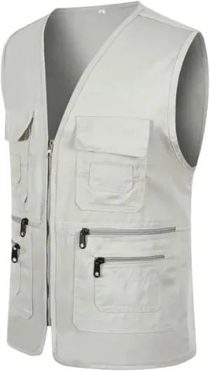 Men's Fishing Vest with Pockets Utility Detachable Summer Vests for Safari Travel Outdoor Work Photo Cargo Fly