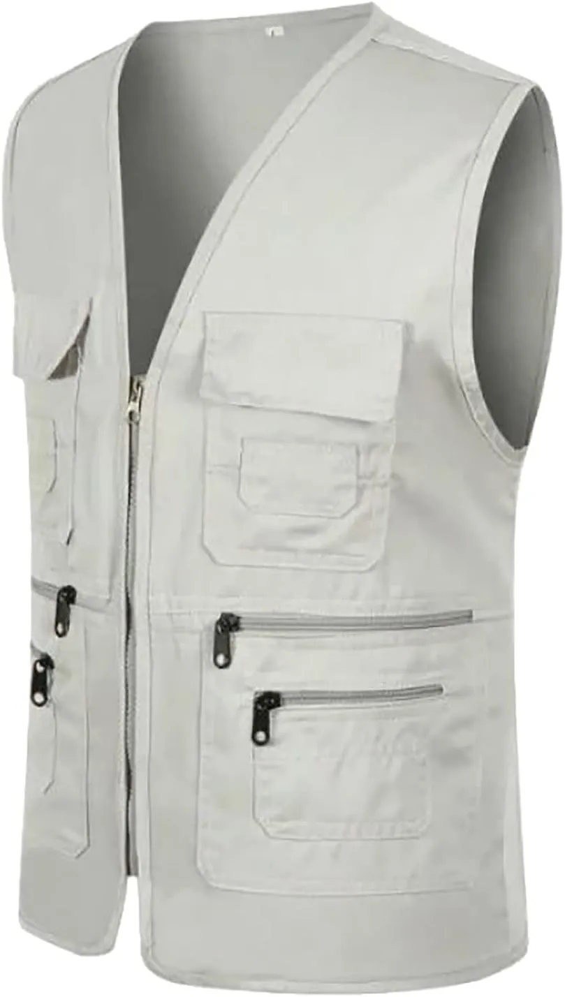 Men's Fishing Vest with Pockets Utility Detachable Summer Vests for Safari Travel Outdoor Work Photo Cargo Fly