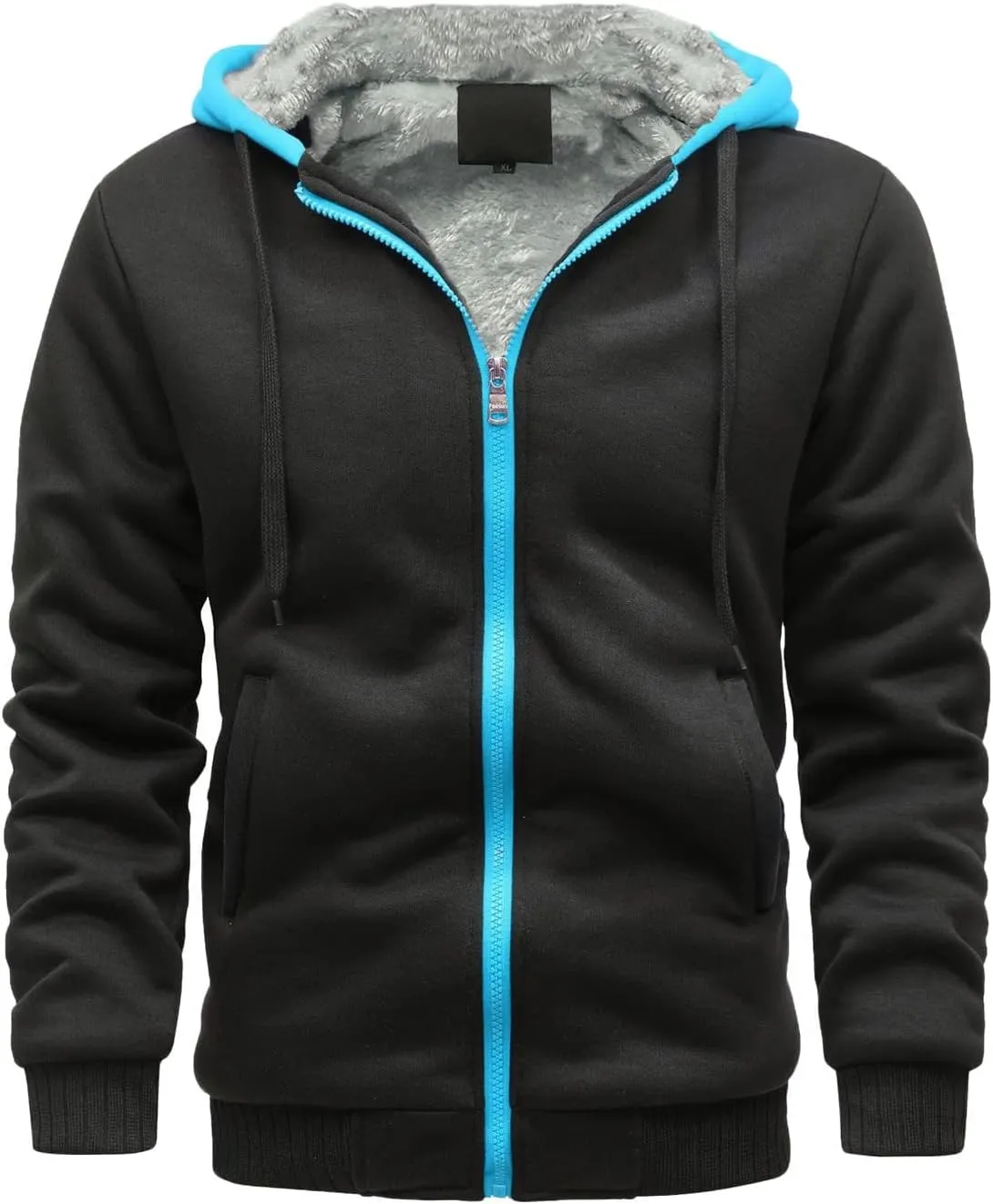 Men's Full Zip Thermal Hooded Sweatshirts Winter Heavyweight Fleece Lined Hoodies Thick Sherpa Warm Jackets