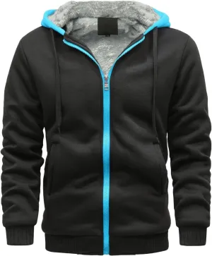 Men's Full Zip Thermal Hooded Sweatshirts Winter Heavyweight Fleece Lined Hoodies Thick Sherpa Warm Jackets