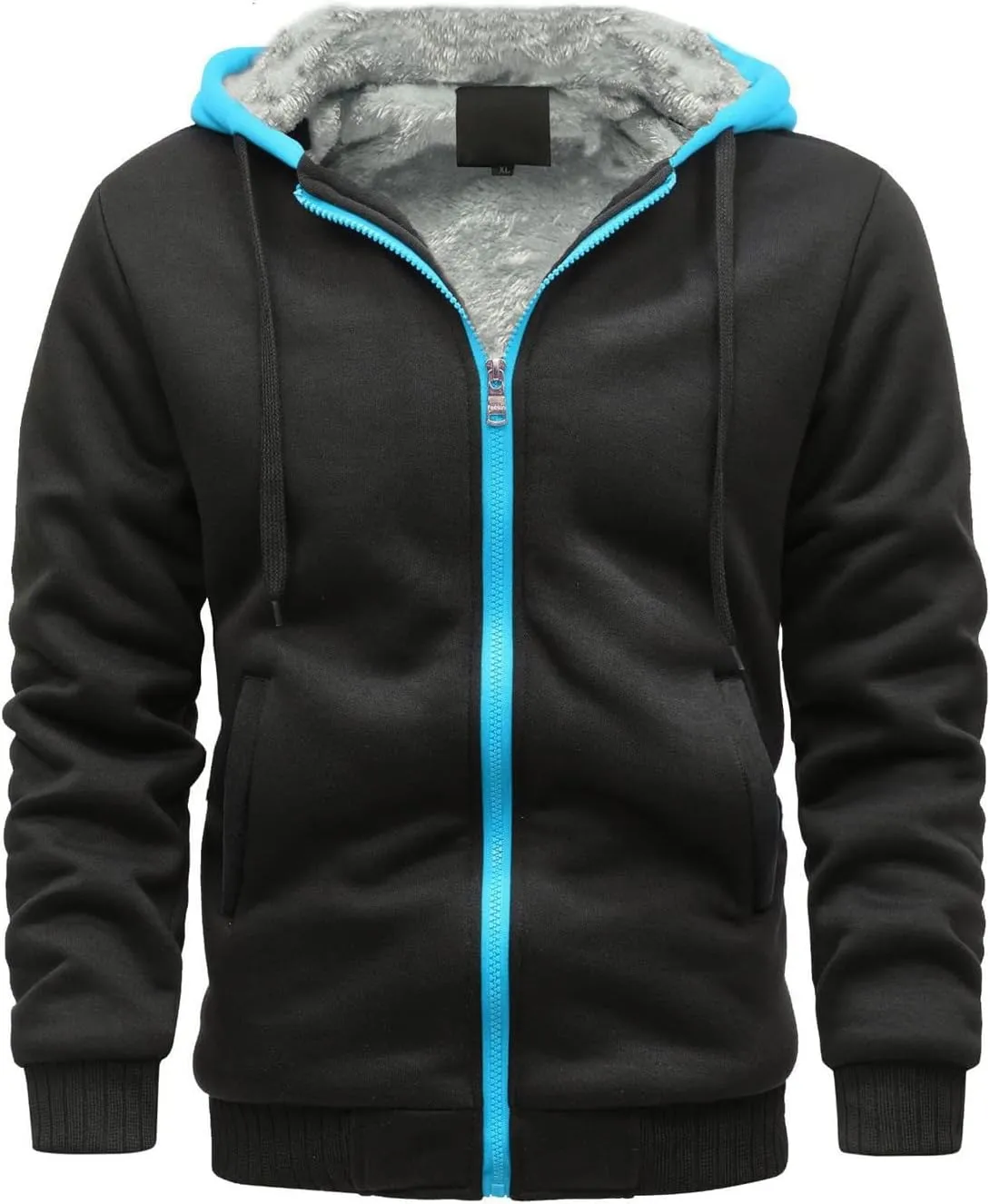 Men's Full Zip Thermal Hooded Sweatshirts Winter Heavyweight Fleece Lined Hoodies Thick Sherpa Warm Jackets