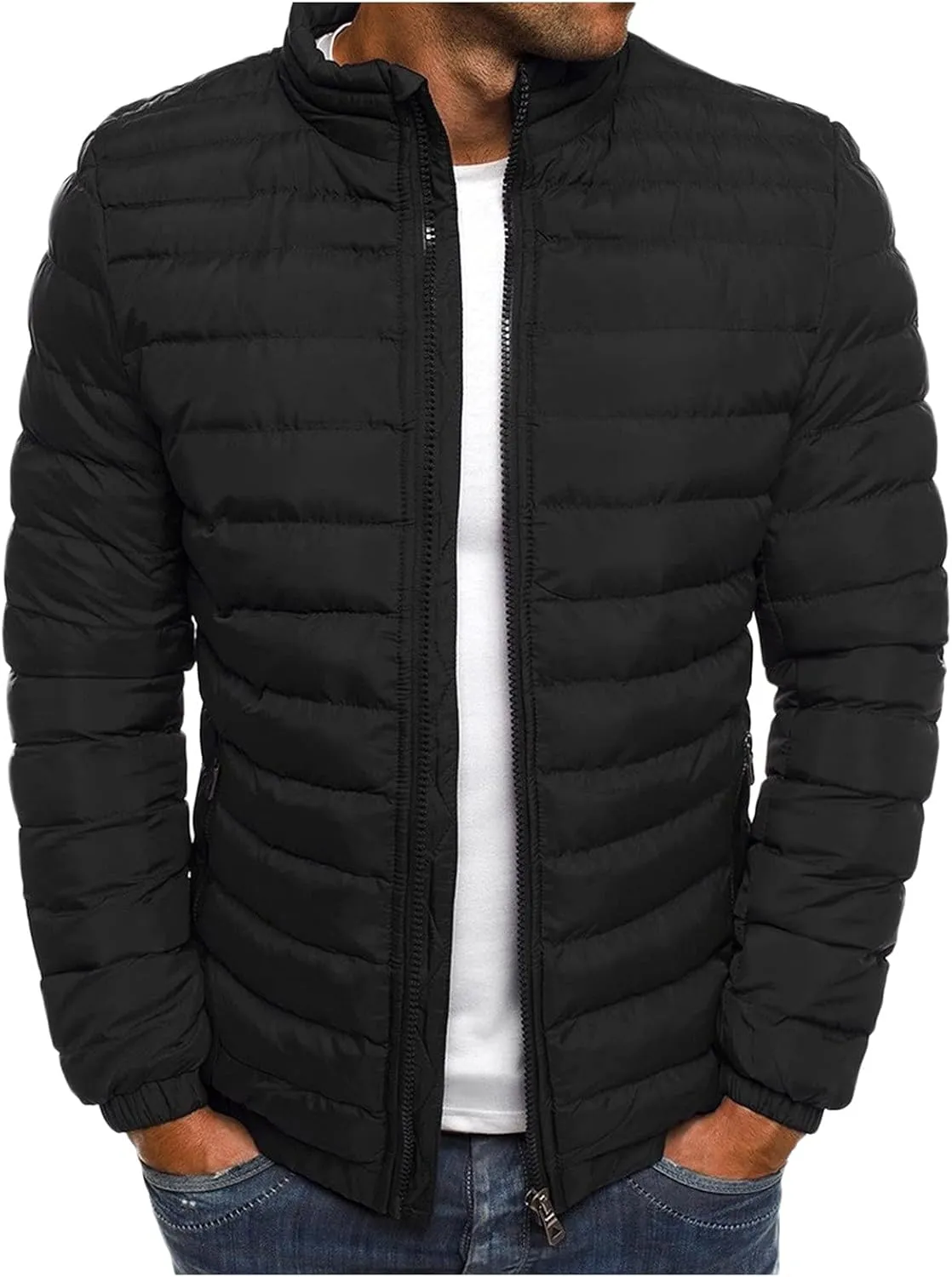 Men's Puffer Jackets Lightweight Windbreaker Warm Jackets Down Quilted Jackets Winter Coats for Men