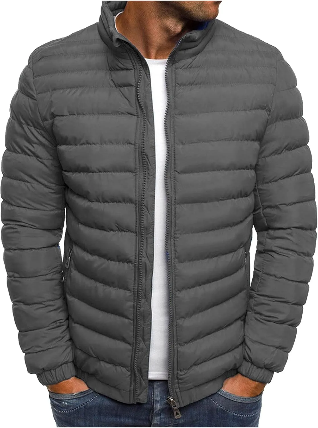 Men's Puffer Jackets Lightweight Windbreaker Warm Jackets Down Quilted Jackets Winter Coats for Men