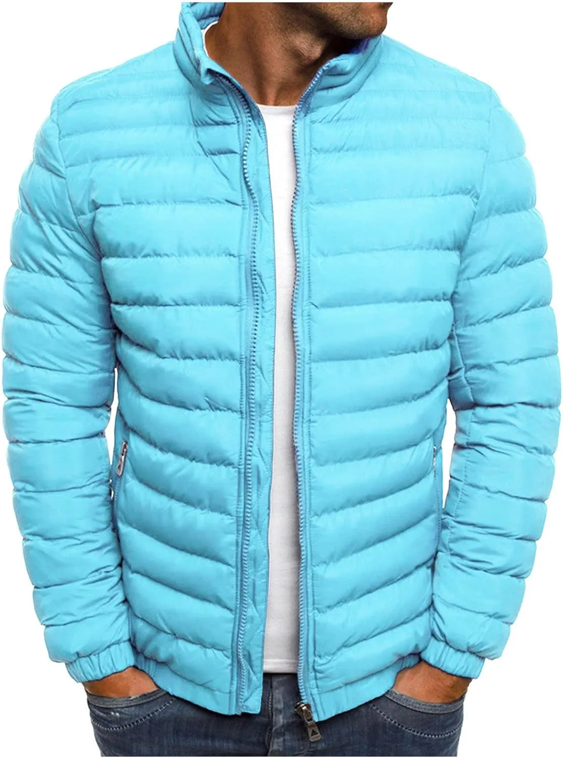 Men's Puffer Jackets Lightweight Windbreaker Warm Jackets Down Quilted Jackets Winter Coats for Men