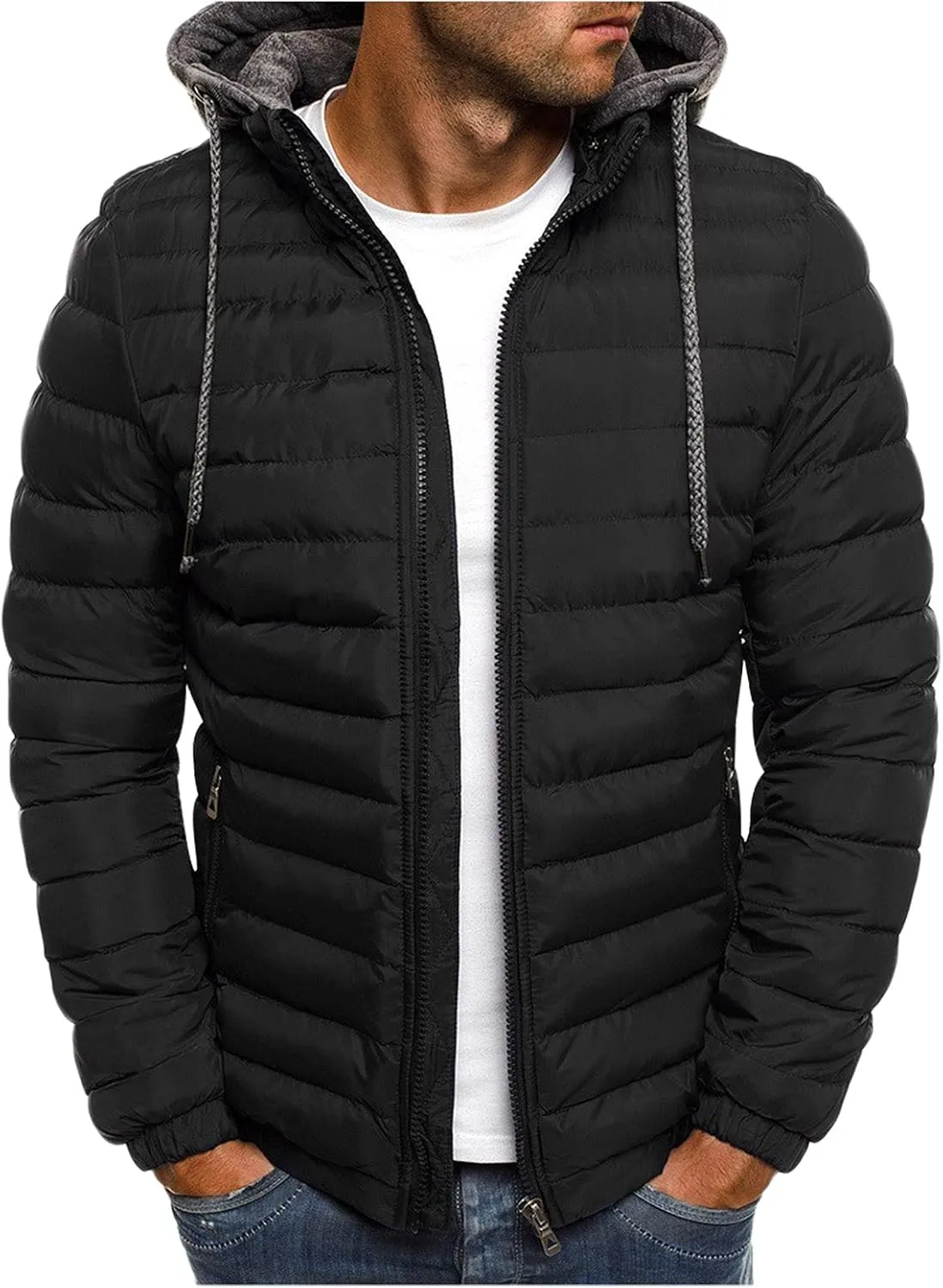 Men's Puffer Jackets Lightweight Windbreaker Warm Jackets Down Quilted Jackets Winter Coats for Men