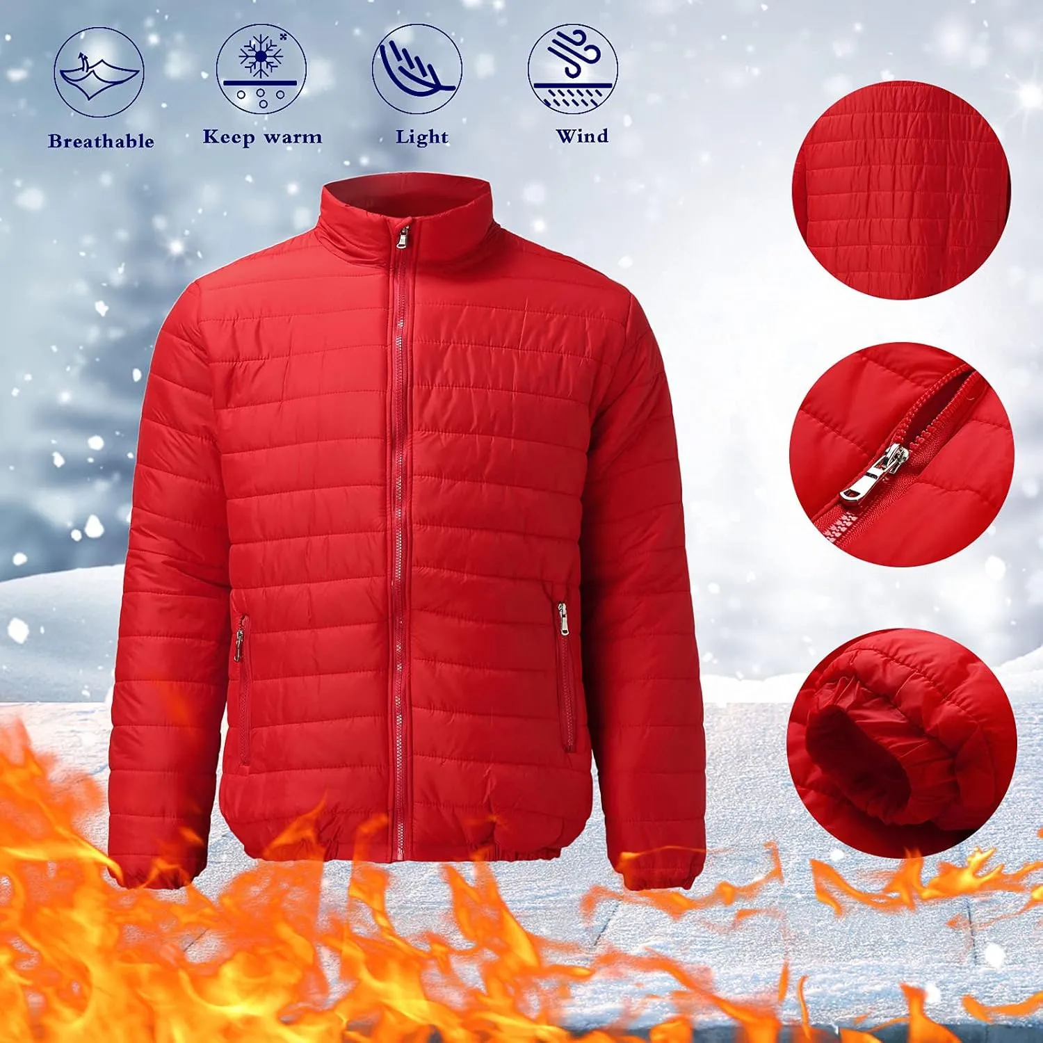 Men's Puffer Jackets Lightweight Windbreaker Warm Jackets Down Quilted Jackets Winter Coats for Men