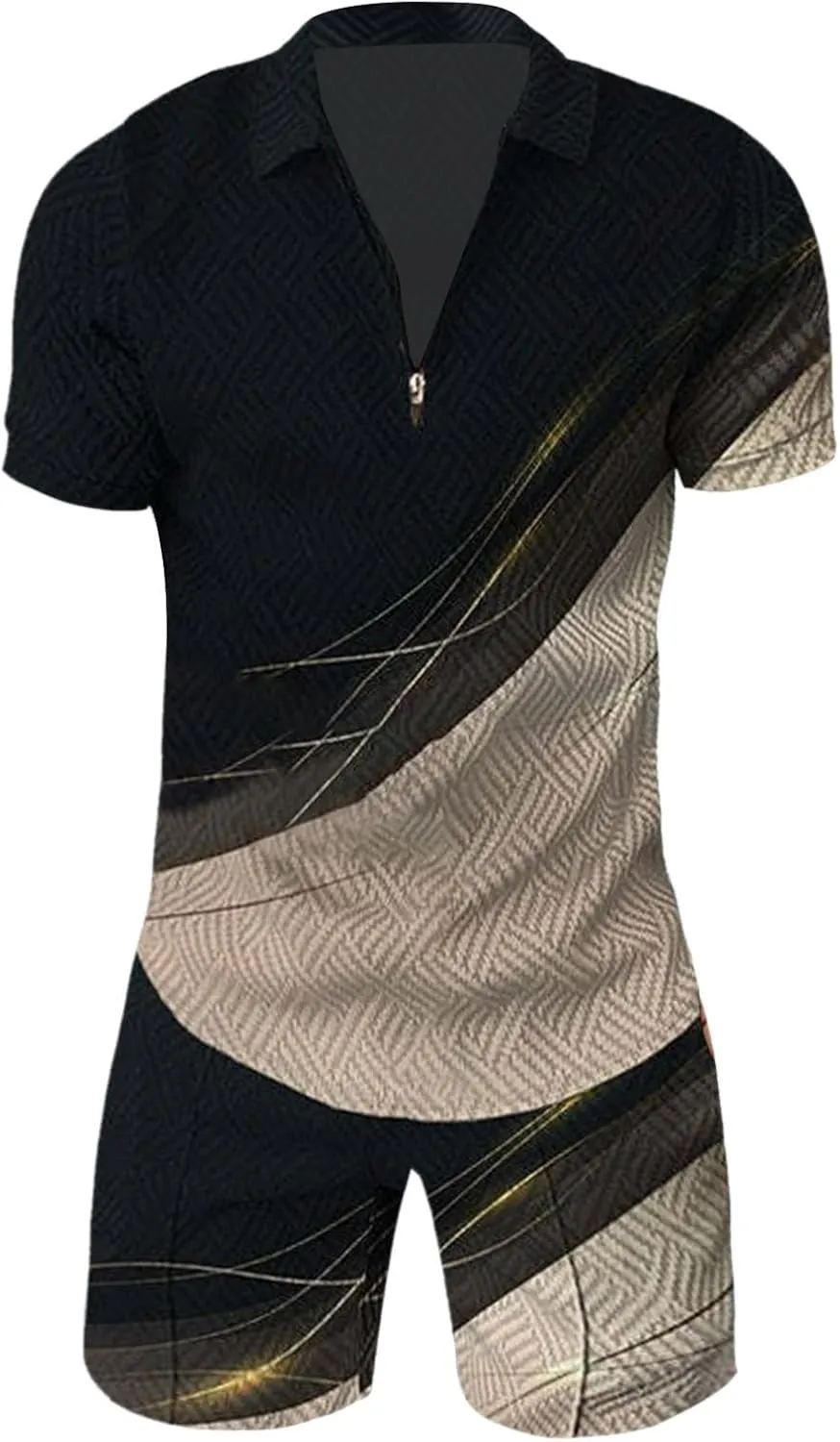 Mens Short Sets 2 Piece Outfits Polo Shirt Hawaiian Summer Tracksuits Casual Set Short Sleeve and Shorts Set for Men