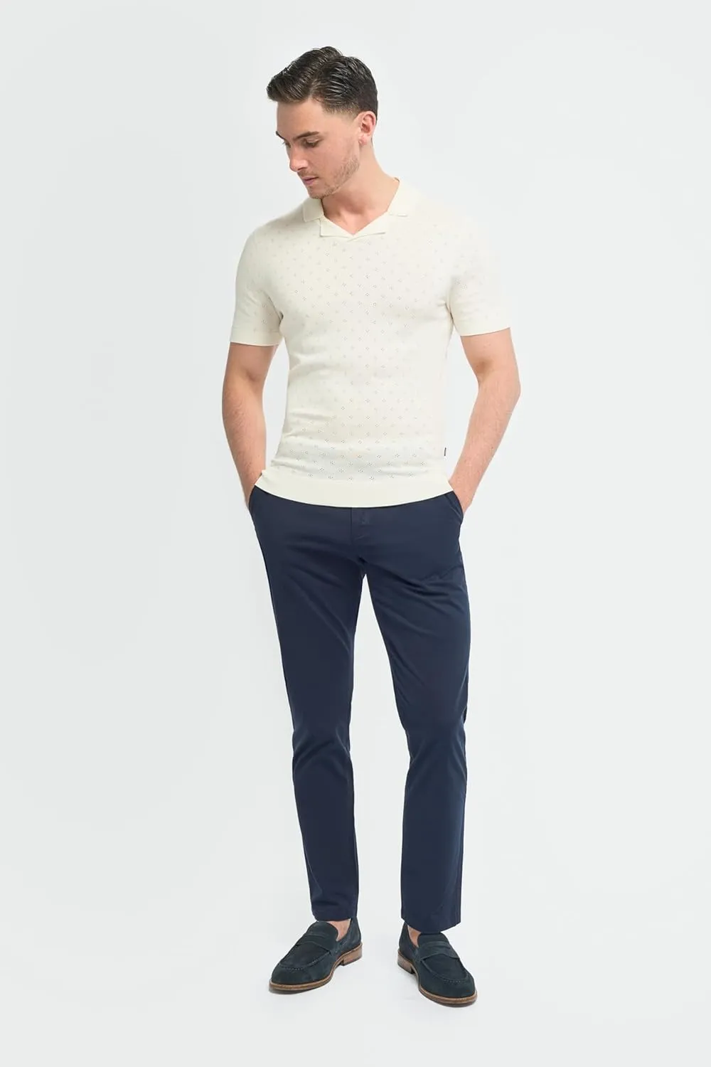Men's Slim-Fit Cotton Chino Pants- Flat-Front Smart Casual Office Pants