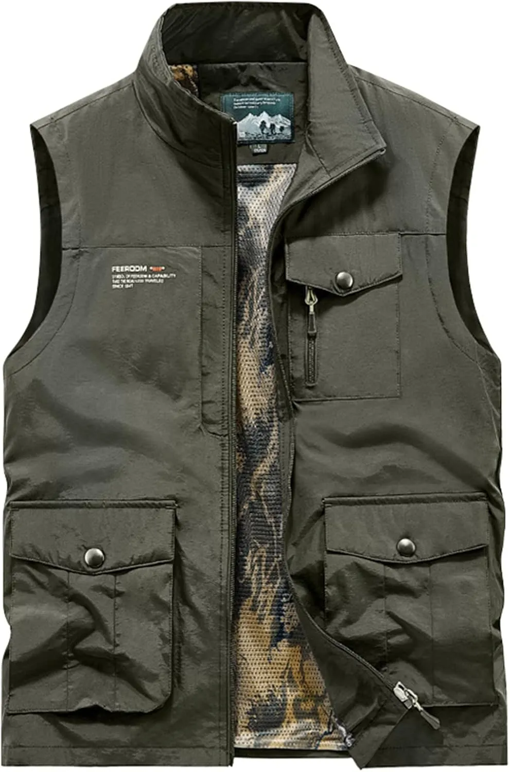 Men's Vests Outerwear Thin Multi-Pocket Outdoor Sports Vest Waterproof Quick Drying Casual Waistcoat Vest, M-5XL