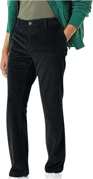 Men's Vintage Slim-Fit Corduroy Chino Pant Straight Flat Front Casual Pants Fall Winter Comfy Stretch Trousers with Pockets