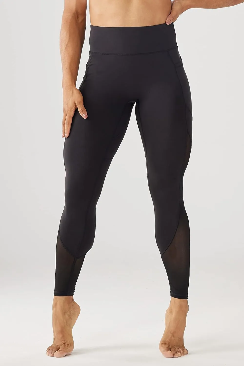 ONGASOFT High Waisted Yoga Pants for Women Running Workout Mesh Leggings Side Pockets Squat Proof Tummy Control