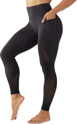 ONGASOFT High Waisted Yoga Pants for Women Running Workout Mesh Leggings Side Pockets Squat Proof Tummy Control