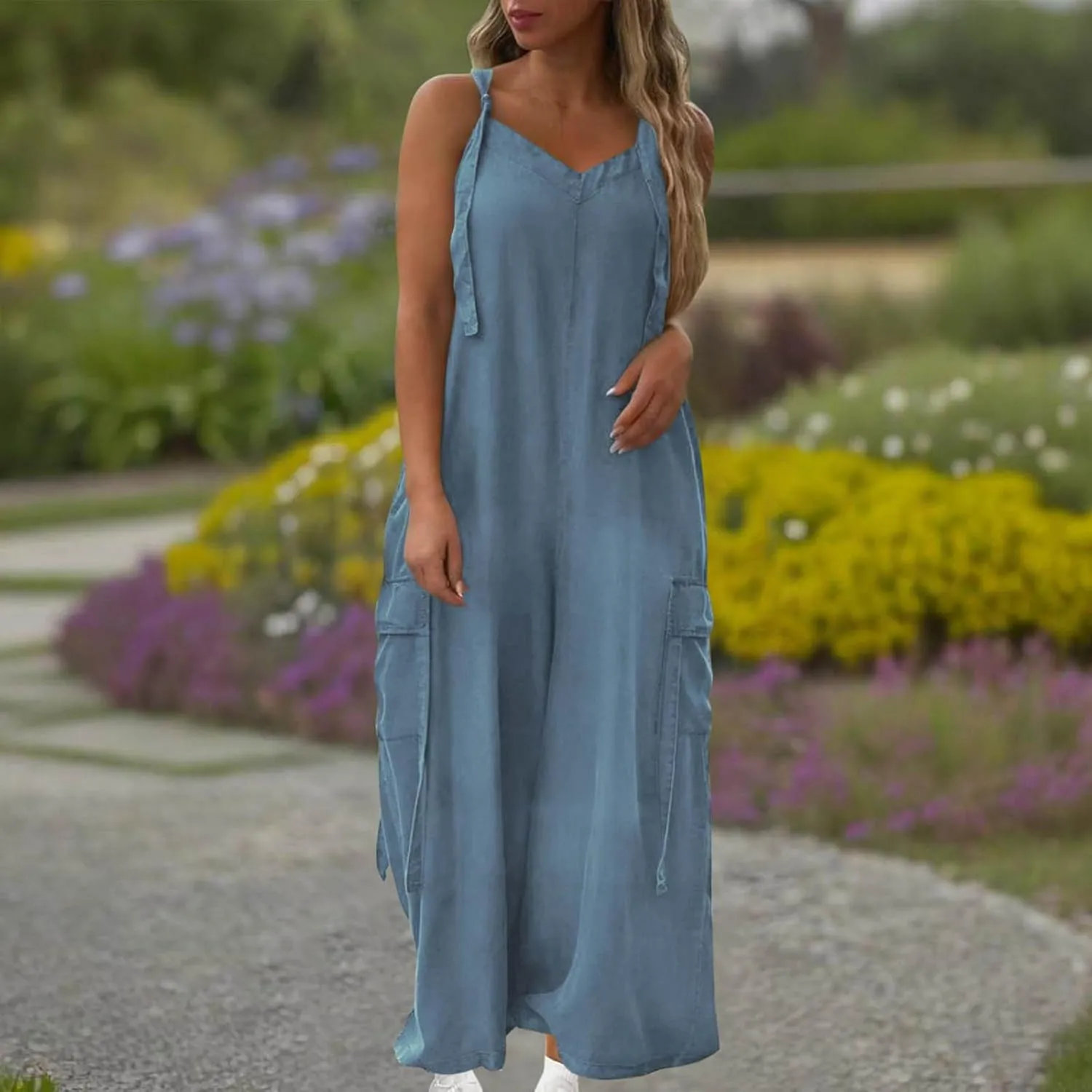 Overalls for Women Loose Fit Oversized Wide Leg Jumpsuits Baggy Casual Long Romper Pants with Pockets 2025