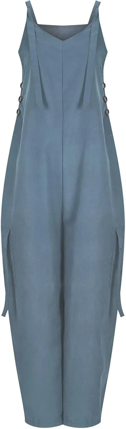 Overalls for Women Loose Fit Oversized Wide Leg Jumpsuits Baggy Casual Long Romper Pants with Pockets 2025