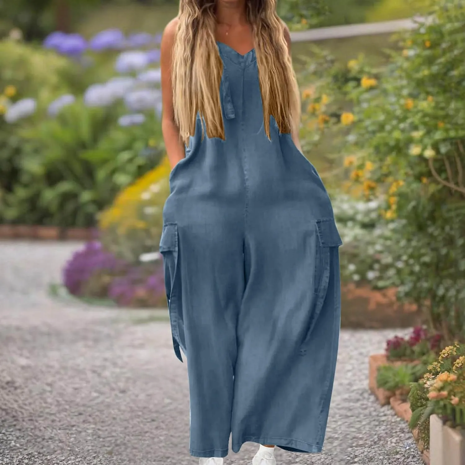 Overalls for Women Loose Fit Oversized Wide Leg Jumpsuits Baggy Casual Long Romper Pants with Pockets 2025