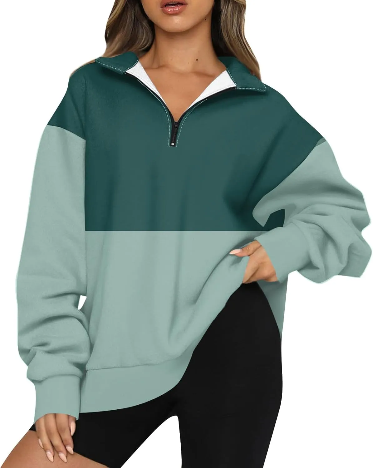 Oversized Sweatshirt for Women Quarter Zip Pullover Women Lightweight Long Sleeve Pullover Fall Y2K Trendy Clothes