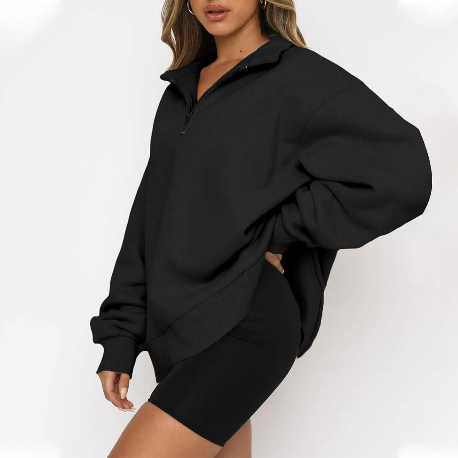 Oversized Sweatshirt for Women Quarter Zip Pullover Women Lightweight Long Sleeve Pullover Fall Y2K Trendy Clothes