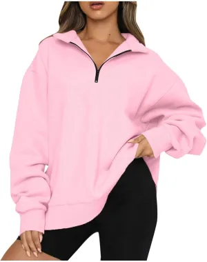 Oversized Sweatshirt for Women Quarter Zip Pullover Women Lightweight Long Sleeve Pullover Fall Y2K Trendy Clothes