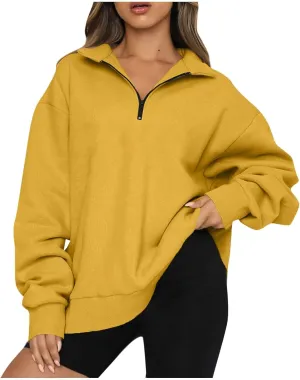Oversized Sweatshirt for Women Quarter Zip Pullover Women Lightweight Long Sleeve Pullover Fall Y2K Trendy Clothes