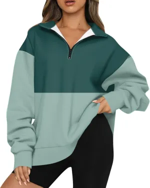 Oversized Sweatshirt for Women Quarter Zip Pullover Women Lightweight Long Sleeve Pullover Fall Y2K Trendy Clothes
