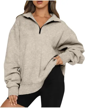 Oversized Sweatshirt for Women Quarter Zip Pullover Women Lightweight Long Sleeve Pullover Fall Y2K Trendy Clothes