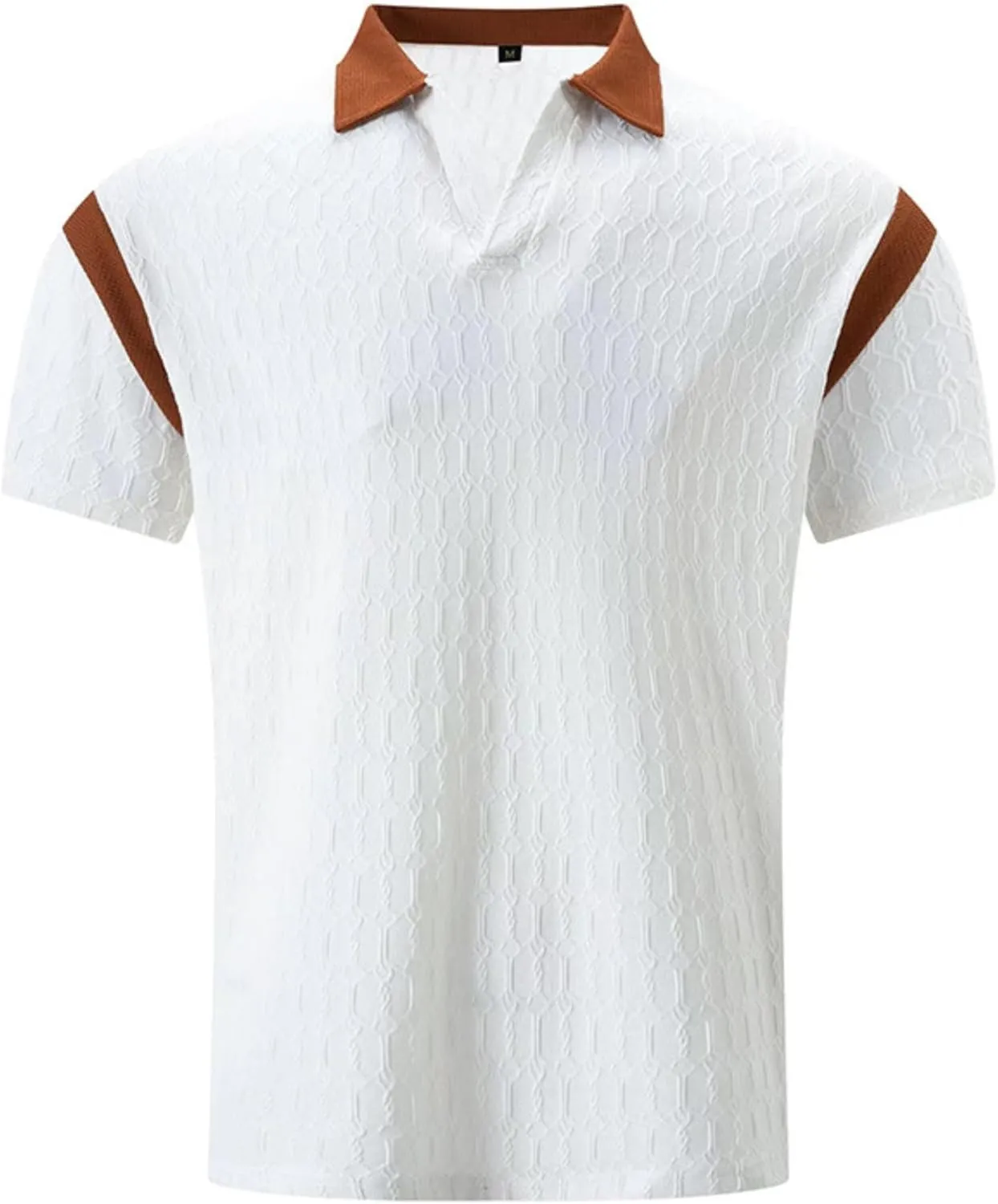 PORCLAY Men's Waffle Polo Shirts Short SleeveV Neck Casual Lapel Polos Tops 2025 Summer Slim Fit Golf Blouse for Men