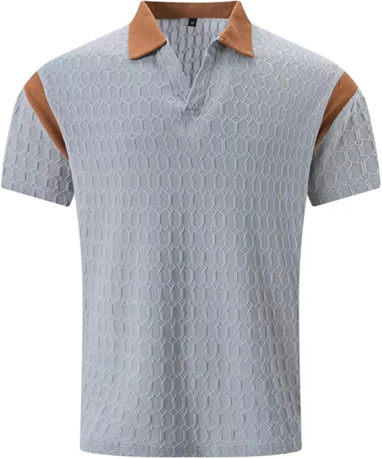 PORCLAY Men's Waffle Polo Shirts Short SleeveV Neck Casual Lapel Polos Tops 2025 Summer Slim Fit Golf Blouse for Men