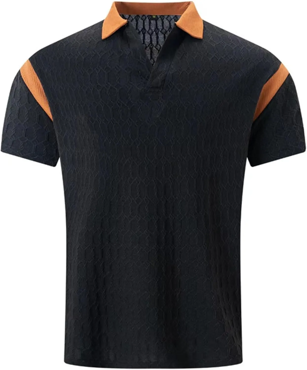 PORCLAY Men's Waffle Polo Shirts Short SleeveV Neck Casual Lapel Polos Tops 2025 Summer Slim Fit Golf Blouse for Men