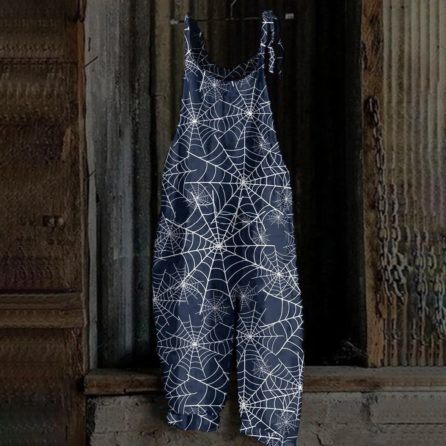 Pumpkin Bat Ghost Spider Web Halloween Print Jumper Women's Jumpsuits Rompers Overalls Linen Loose Jumpsuit for Women
