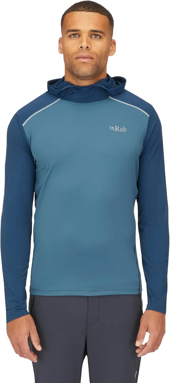 Rab Men's Force Hoody Lightweight Long-Sleeve Hooded Baselayer Shirt for Hiking, Climbing, & Trail Running