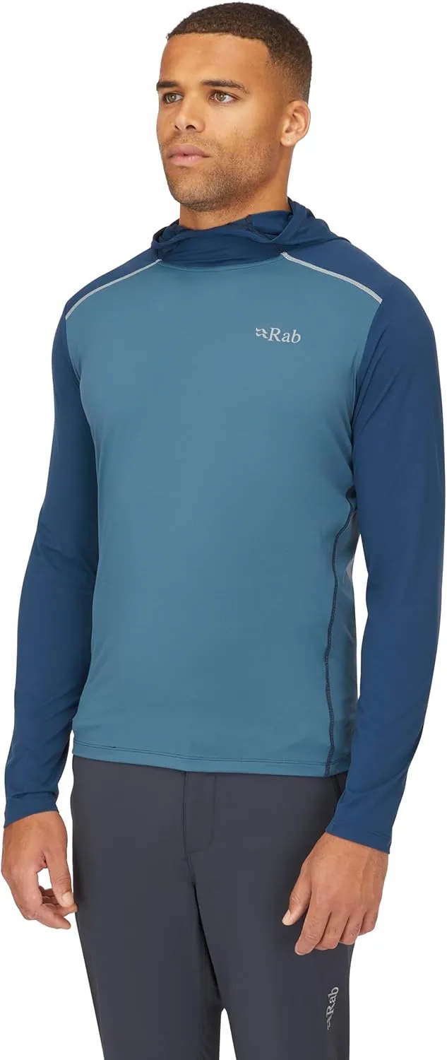 Rab Men's Force Hoody Lightweight Long-Sleeve Hooded Baselayer Shirt for Hiking, Climbing, & Trail Running