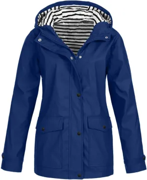 Rain Jacket for Women,Lightweight Long Hooded Raincoat With Pockets Waterproof Travel Hiking Windbreaker Trench Coats
