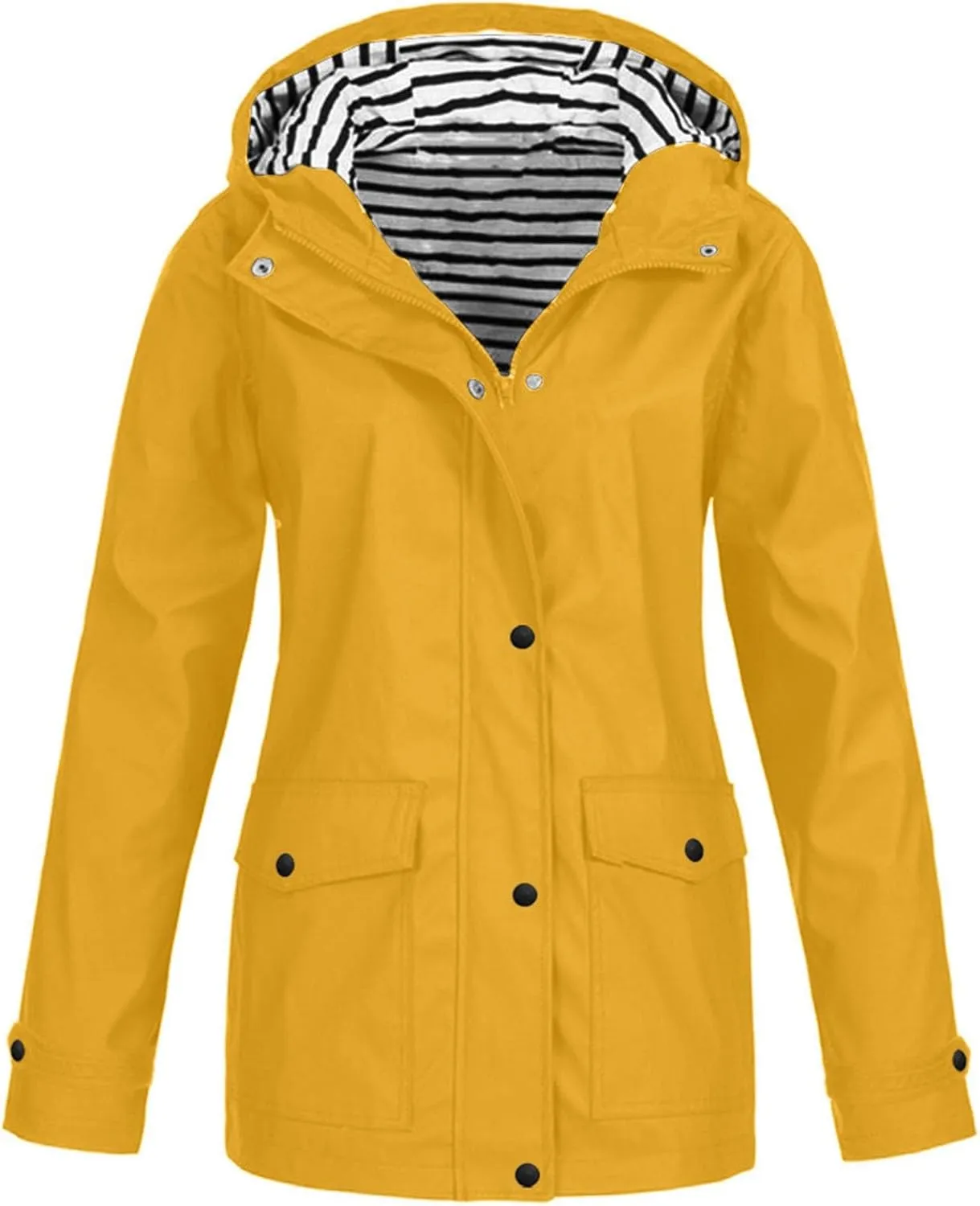 Rain Jacket for Women,Lightweight Long Hooded Raincoat With Pockets Waterproof Travel Hiking Windbreaker Trench Coats