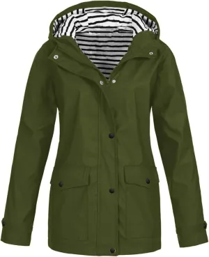 Rain Jacket for Women,Lightweight Long Hooded Raincoat With Pockets Waterproof Travel Hiking Windbreaker Trench Coats
