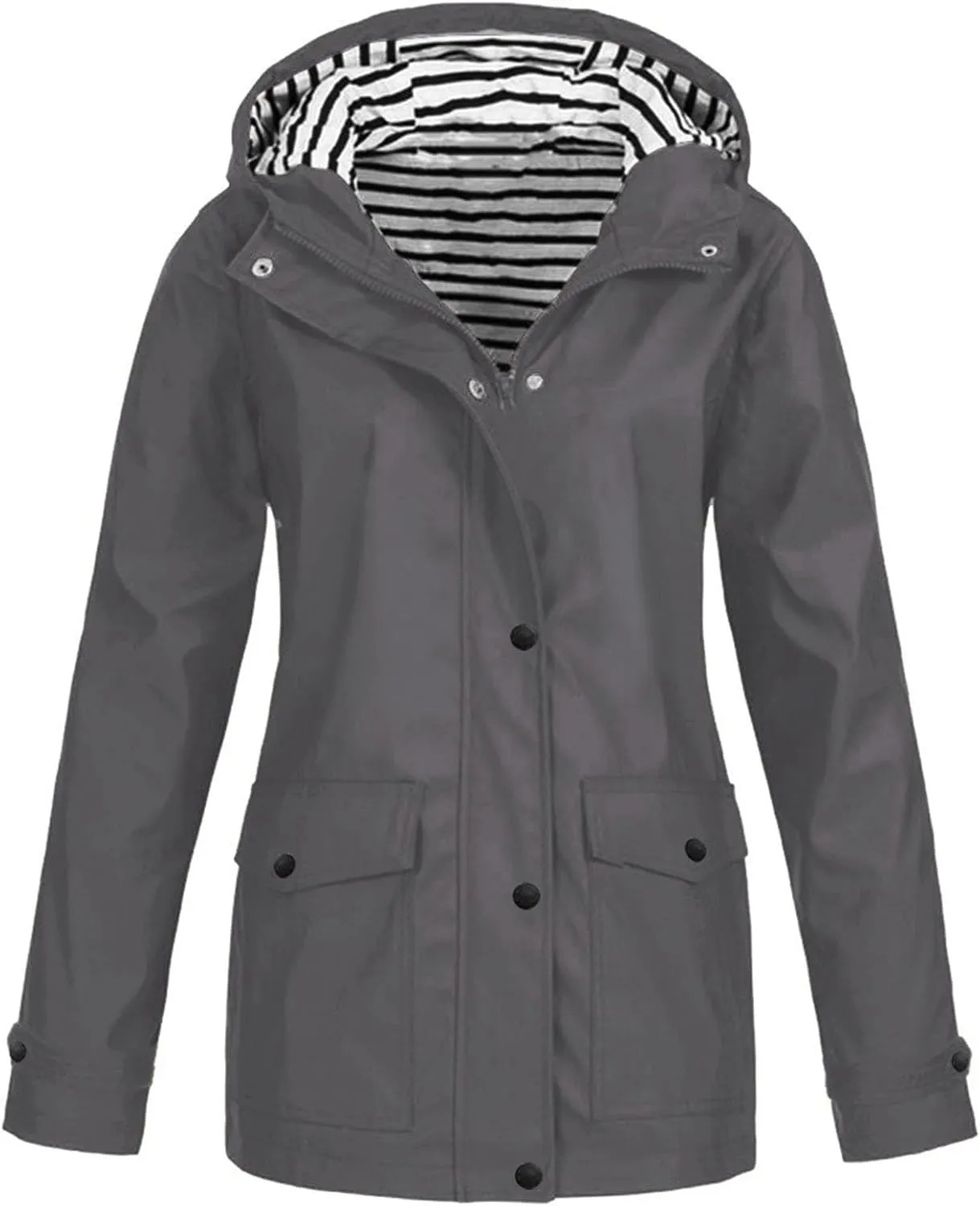 Rain Jacket for Women,Lightweight Long Hooded Raincoat With Pockets Waterproof Travel Hiking Windbreaker Trench Coats